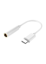 Audio Headphone Jack, Type C Male to Female 3.5mm Jack for Smartphones/Tablets, White