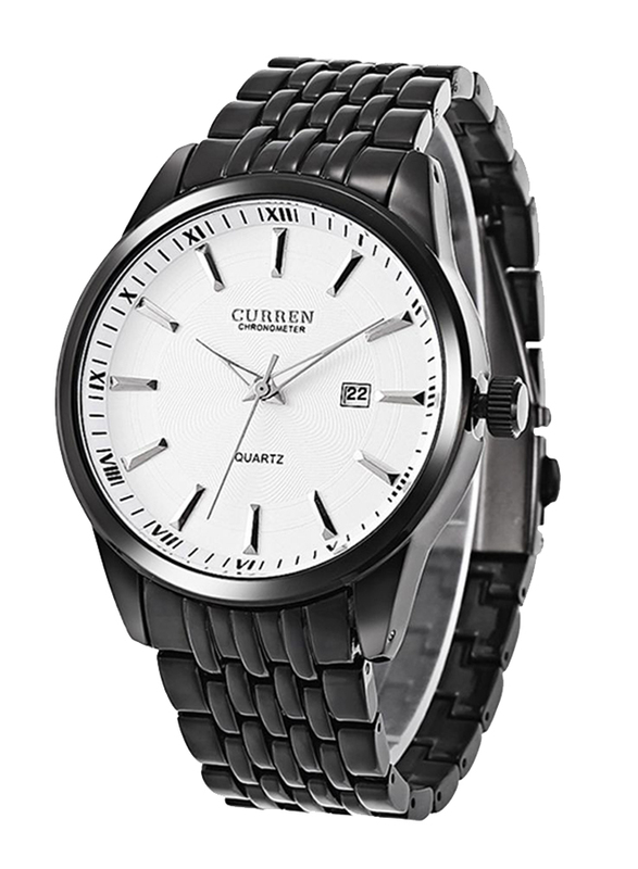 

Curren Analog Watch for Men with Stainless Steel Band, Water Resistant, 8052, Black-White