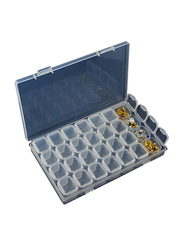 Plastic 28 Slots Nail Art Tools Jewellery Display Storage Box Case Organizer, 20 x 10 x 20cm, Clear