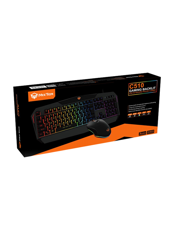 Meetion C510 Wired Gaming Keyboard and Mouse, Black
