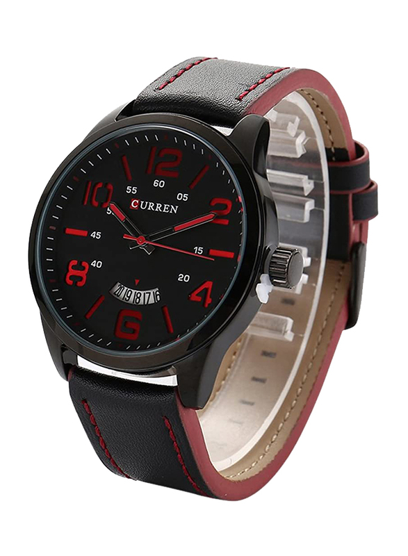 Curren Analog Watch for Men with Leather Band, Water Resistant, 8236, Black