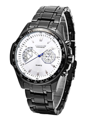 Curren Analog Watch for Men with Stainless Steel Band, Water Resistant, 8020, Black-White