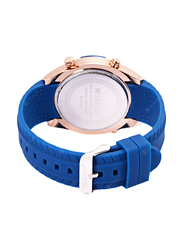 Curren Analog Watch for Men with Rubber Band, Water Resistant, 8141BUG, Blue-White