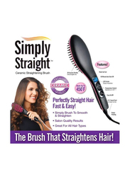 Simply Straight Ceramic Hair Straightener Brush, Black