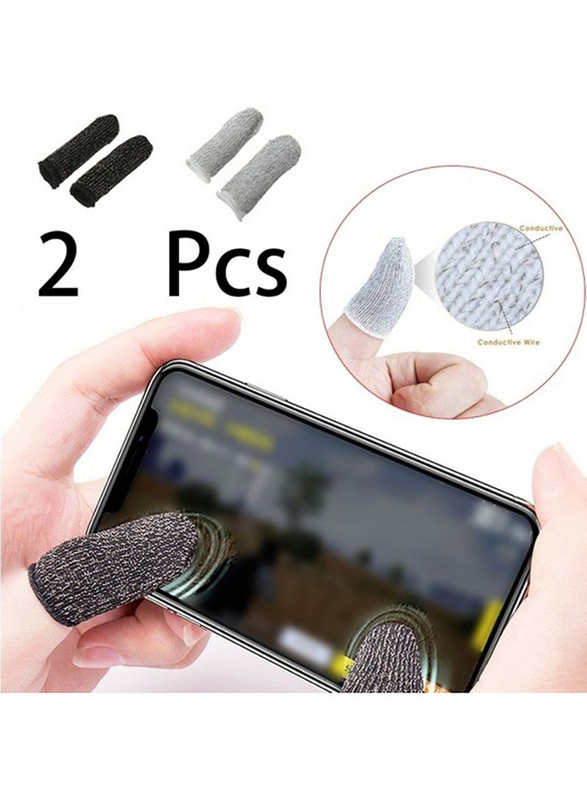 

Generic 2-Pieces Gaming Mobile Finger Sleeve, Black/Grey