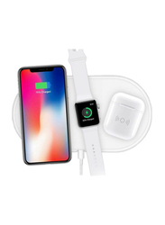 Margoun Charging Pad 3-in-1 Air Qi Wireless Power for Apple Watch Series 4/iPhone X/AirPods, White