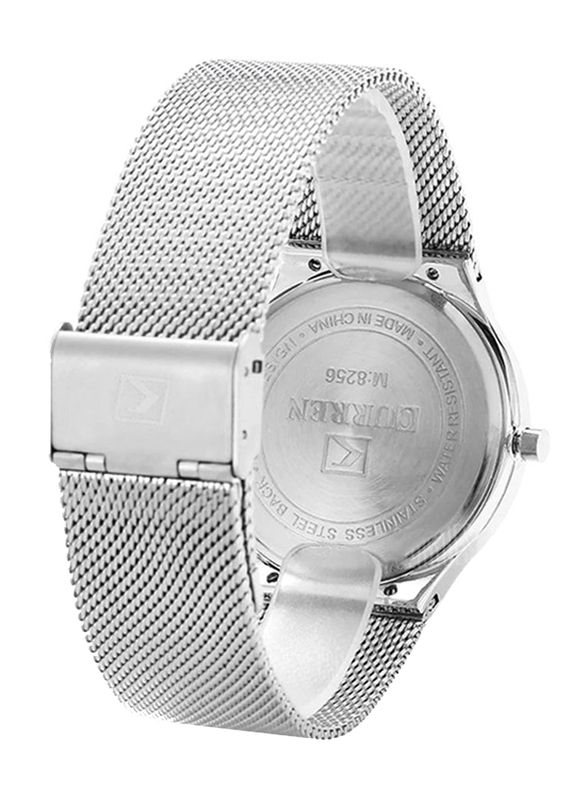 Curren Sports Analog Watch for Men with Stainless Steel Band, Water Resistant, 8256, Silver-Blue