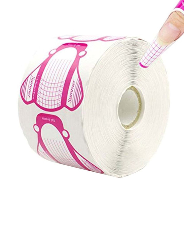 G2plus 500 Piece Nail Art Guide Sticker Roll, White/Pink