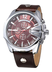 Curren Analog Watch for Men with Leather Band, Water Resistant, 8176, Brown