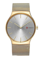 Curren Sports Analog Watch for Men with Stainless Steel Band, Water Resistant, 8256, Gold-Silver