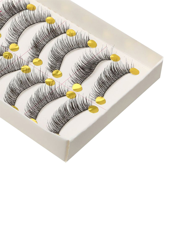 10 Long Cross False Eyelashes, 10 Pair, Black