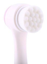 Double Sided Plastic Smoothing Facial Cleansing Brush, Light Pink/White