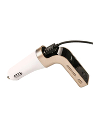 CarG7 4-In-1 USB Car Charger with Inbuilt Media Player, Gold/Black