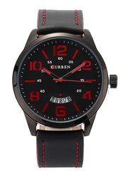 Curren Analog Watch for Men with Leather Band, Water Resistant, 8236, Black
