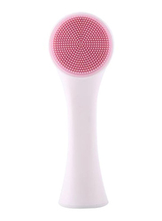 Double Sided Plastic Smoothing Facial Cleansing Brush, Light Pink/White