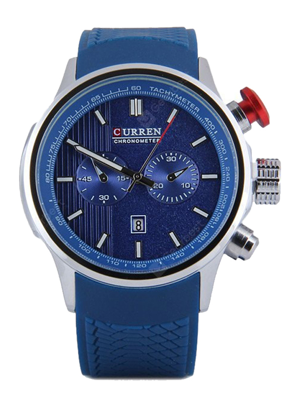 

Curren Analog Watch for Men with Rubber Band, Water Resistant, WT-CU-8175-BL#D1, Blue