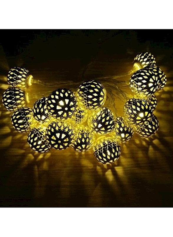 20 LED Moroccan Globe String Decorative Lights, Yellow