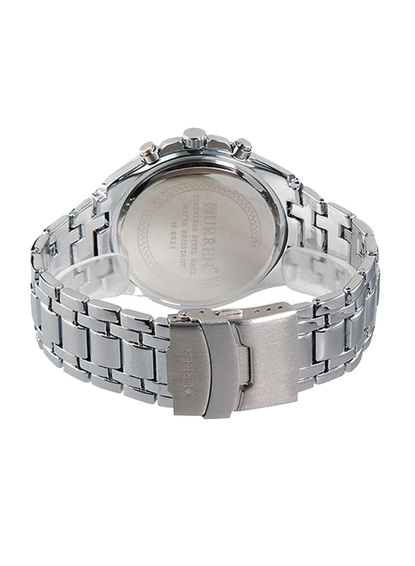 Curren Casual Analog Watch for Men with Stainless Steel Band, Water Resistant, SW0102, Silver-White