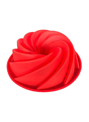 Big Swirl Shape Silicone Butter Cake Mould Red, 24x9 cm, Red