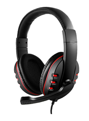 3.5mm Jack Over-Ear Gaming Headphones with Mic, Black/Red
