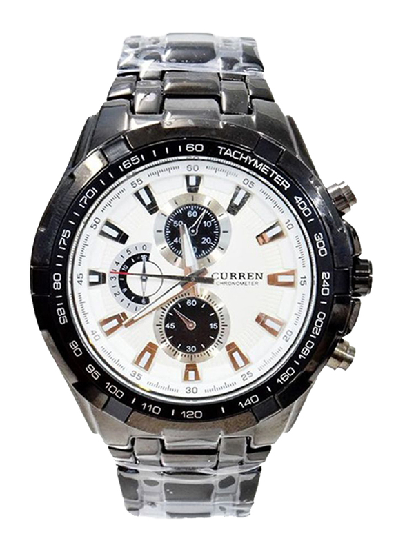 

Curren Casual Analog Watch for Men with Stainless Steel Band, Water Resistant, 8023, Black-White