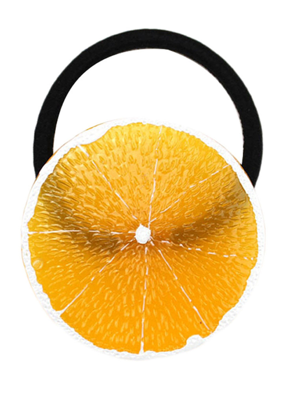 Lovable Fruit Design Stylish Elastic Hair Band, Orange/Black