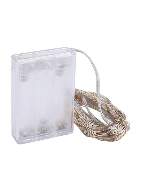 100 LED Waterproof Wire String Light With Batteries Box, White