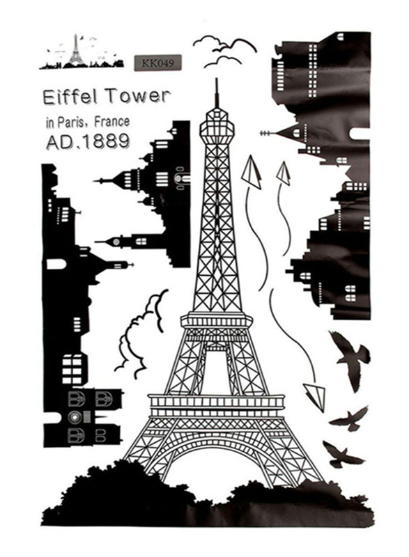 

Spoil Your Wall Eiffel Tower Wall Decal Sticker, 100 x 90cm, Black