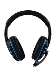 3.5mm Jack Over-Ear Gaming Headphones with Mic, Black/Blue
