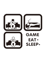 Beauenty Eat Sleep Game Pattern Wall Sticker, 57 x 51.5cm, Black