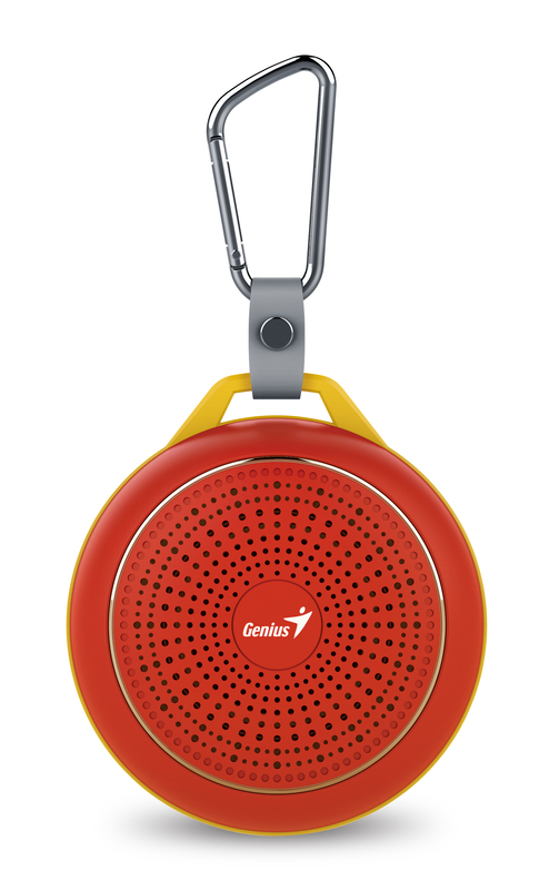 Genius Bluetooth Speaker Sp-906Bt, 5 Hours Play Time, 500Mah Battery With Carabiner for Mobile Phones, Red