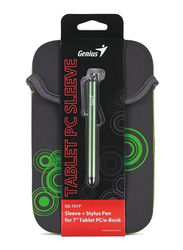 Genius Tablet PC/E-Book 7-inch Polyester Sleeve Bag with Stylus Pen, Grey/Green