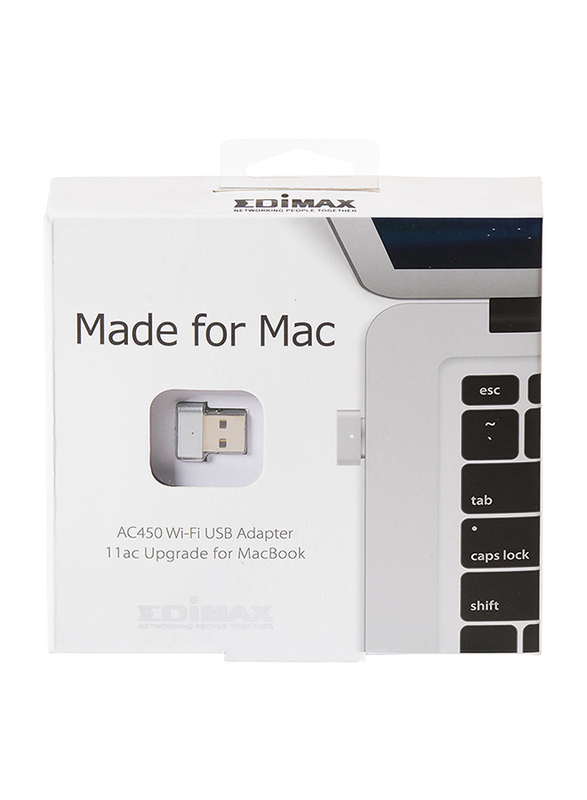 Edimax 11AC Wireless 5GHz Upgrade USB Adapter for MacBook OS 10.7/10.11, EW-7711MAC, Silver