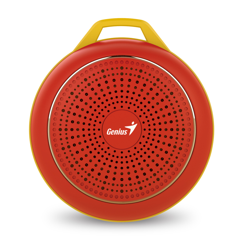 Genius Bluetooth Speaker Sp-906Bt, 5 Hours Play Time, 500Mah Battery With Carabiner for Mobile Phones, Red