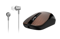 Genius MH-8015 Mouse & Headset Combo, Smart Eco Mobility Hairline Luxury Metallic Rechargeble and High Quality Headset With Smart Genius App, Coffee