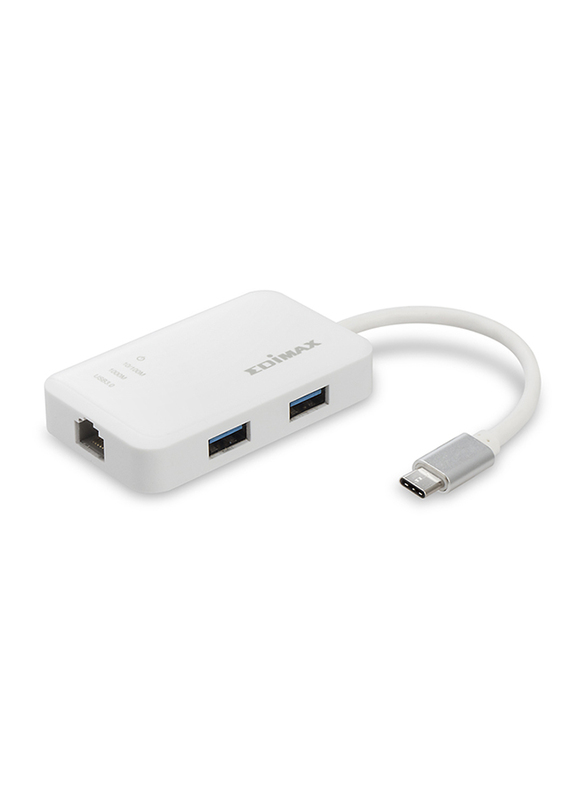 Edimax USB-C to 3-Port USB 3.0 Gigabit Ethernet Hub EDEU-4308, White