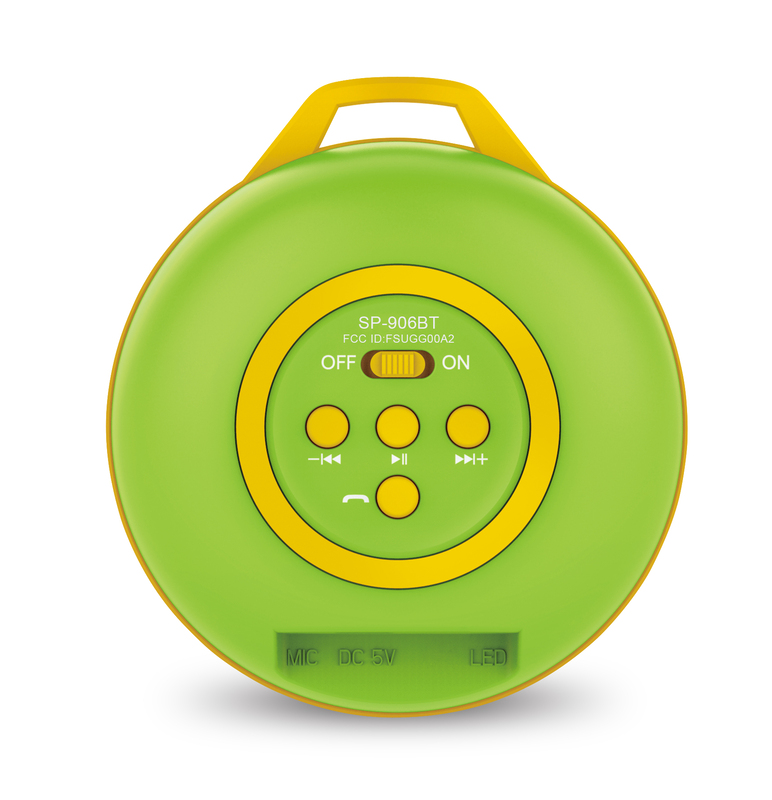 Genius Bluetooth Speaker Sp-906Bt, 5 Hours Play Time, 500Mah Battery With Carabiner for Mobile Phones, Fresh Green