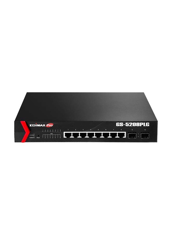 

Edimax GS-5208PLG 8-Port Gigabit PoE+ Web Smart Switch with 2 SFP Slots, Black