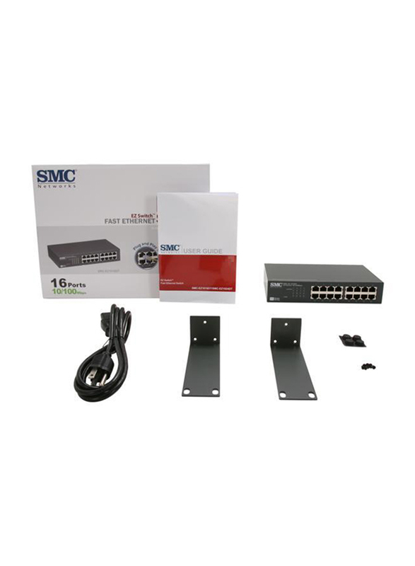 SMC Networks 16 Port EZ Switch 10/100Mbps UTP SMC-EZ1016DT, Black