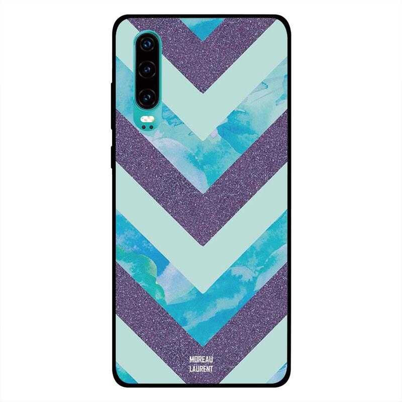 

Moreau Laurent Huawei P30 Mobile Phone Back Cover, Purple Glitters Blue Marble & Matt Pattern