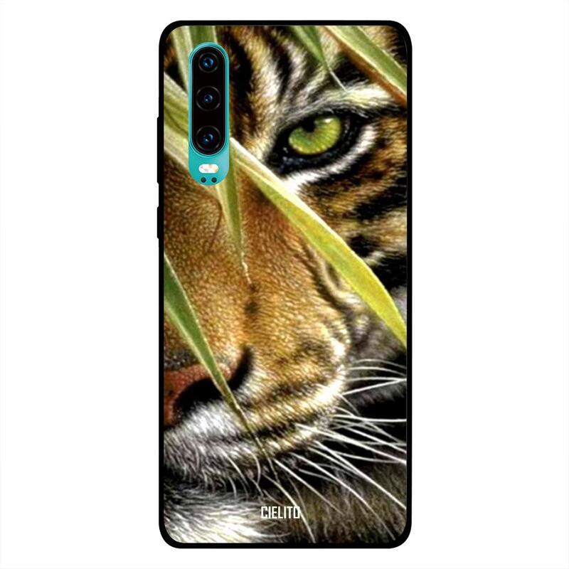 

Cielito Huawei P30 Mobile Phone Back Cover, Tiger Behind The Bushes