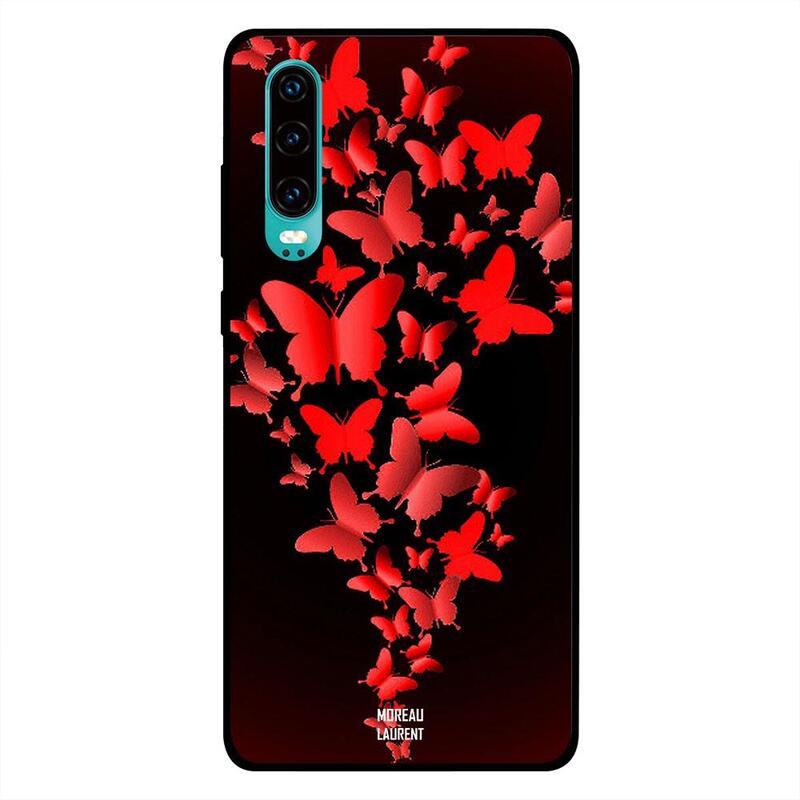 

Moreau Laurent Huawei P30 Mobile Phone Back Cover, Red Butterflies