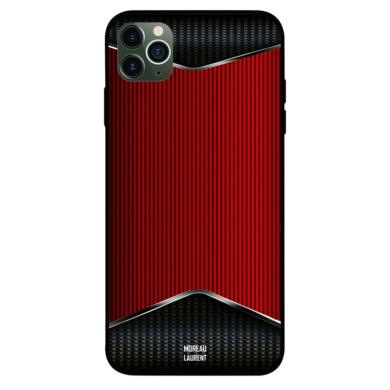 

Moreau Laurent Apple iPhone 11 Pro Max Mobile Phone Back Cover, Black & Red Steel Pattern