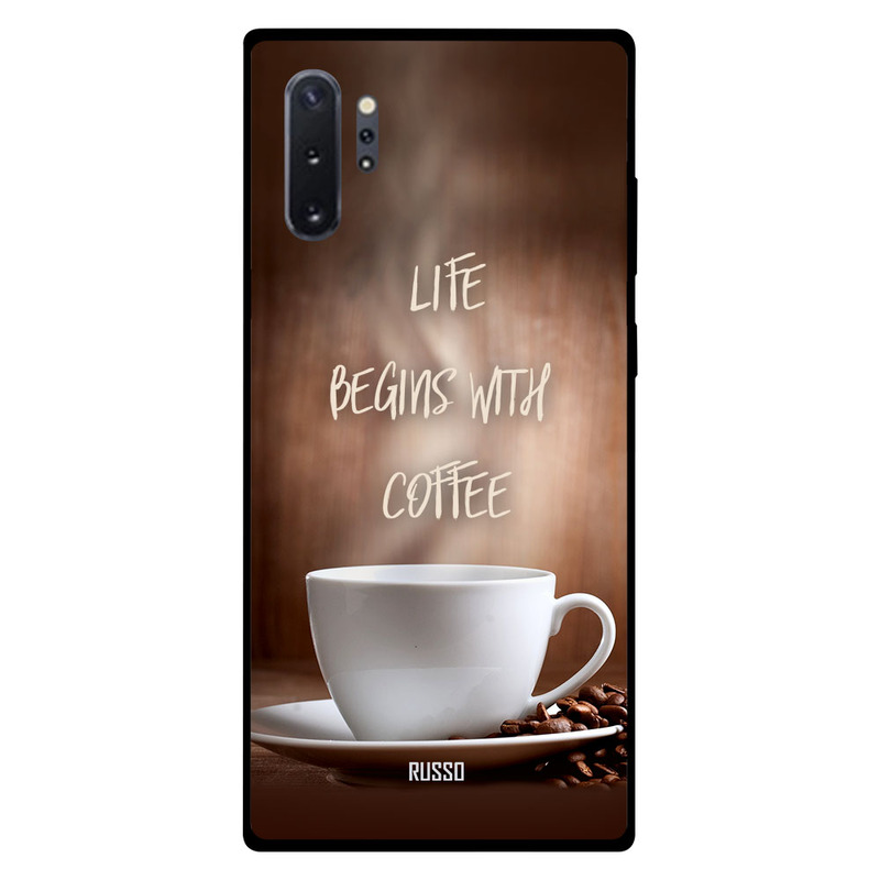 

Russo Samsung Note Plus Mobile Phone Back Cover, Life Begins with Coffee