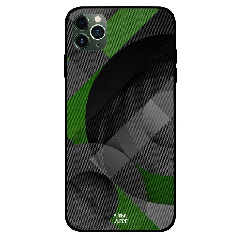 

Moreau Laurent Apple iPhone 11 Pro Mobile Phone Back Cover, Circles & Strips Overly Green Grey Pattern