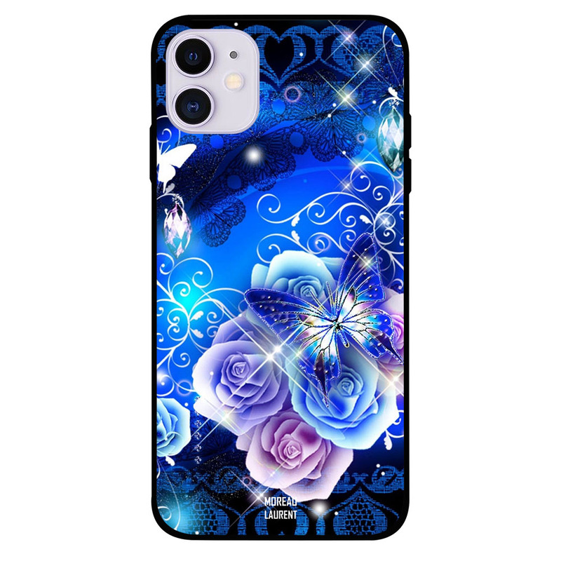 

Moreau Laurent Apple iPhone 11 Mobile Phone Back Cover, Floral Blue Butterfly