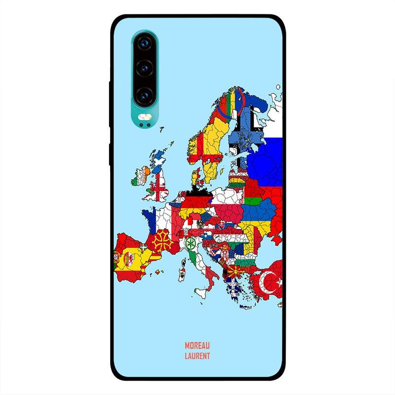 

Moreau Laurent Huawei P30 Mobile Phone Back Cover, Colorful Europe Map