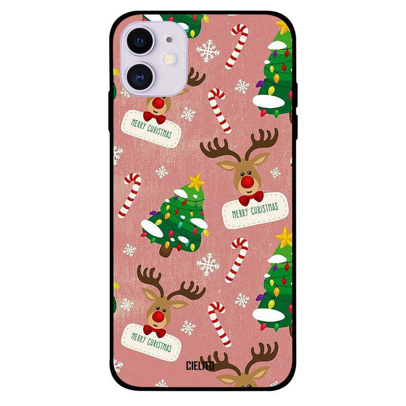 

Cielito Apple iPhone 11 Mobile Phone Back Cover, Deer And Candy Cane