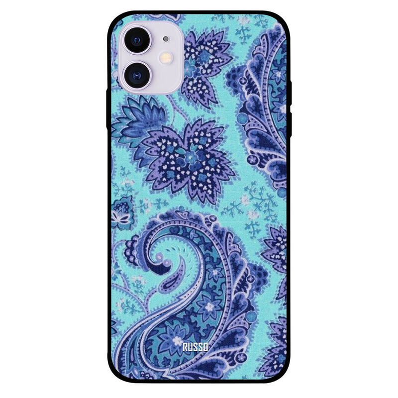 

Russo Apple iPhone 11 Mobile Phone Back Cover, Henna Pattern In Blue