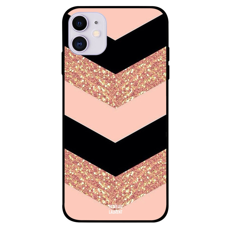 

Moreau Laurent Apple iPhone 11 Mobile Phone Back Cover, Black Plain Golden Gliters Pattern